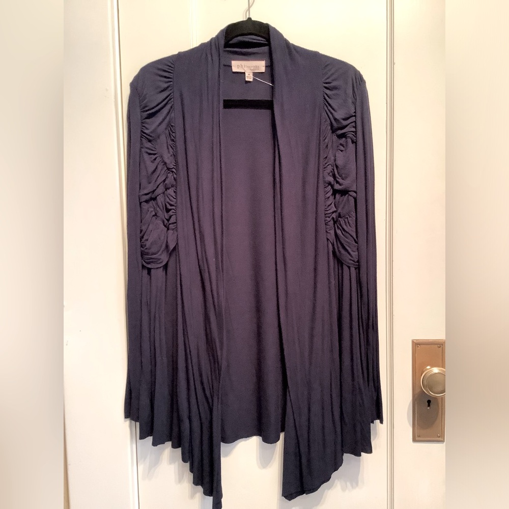 Navy Cardigan with Rouche
